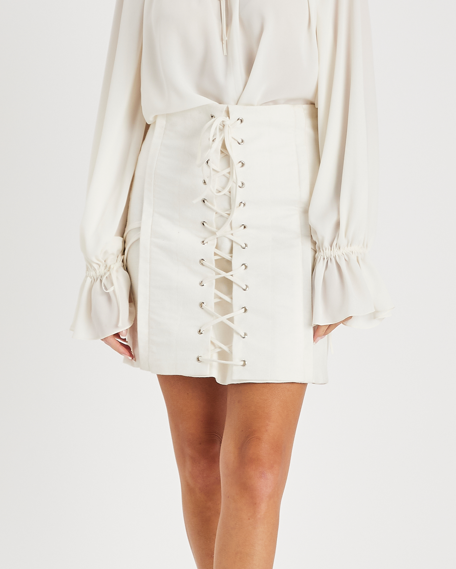 Fitted Straight Skirt with Decorative Accents, Laced Detail, and Full Lining