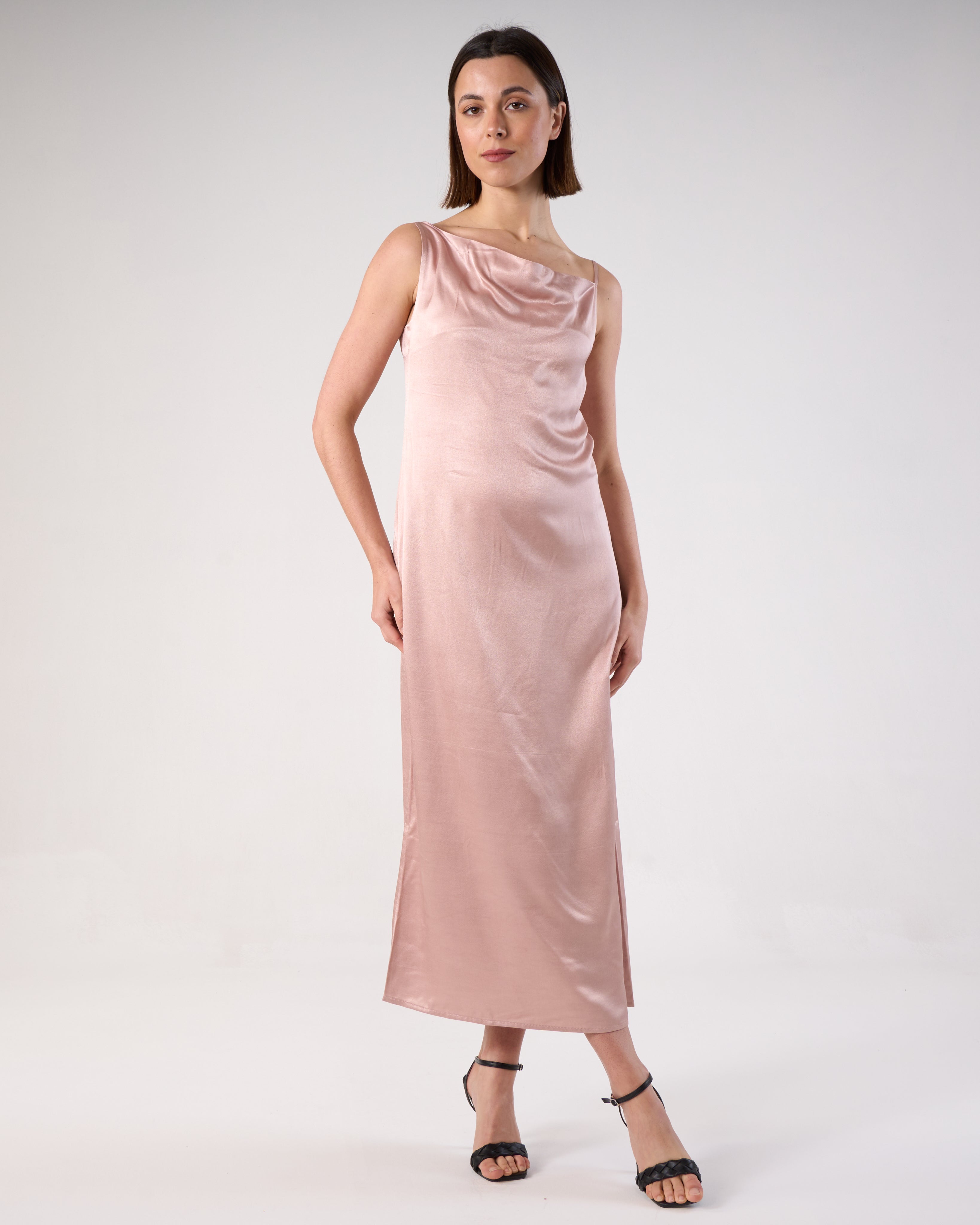 Elvira Silk Dress Embrace Open, Sophisticated Semi-Fitted Style with Bias Cut
