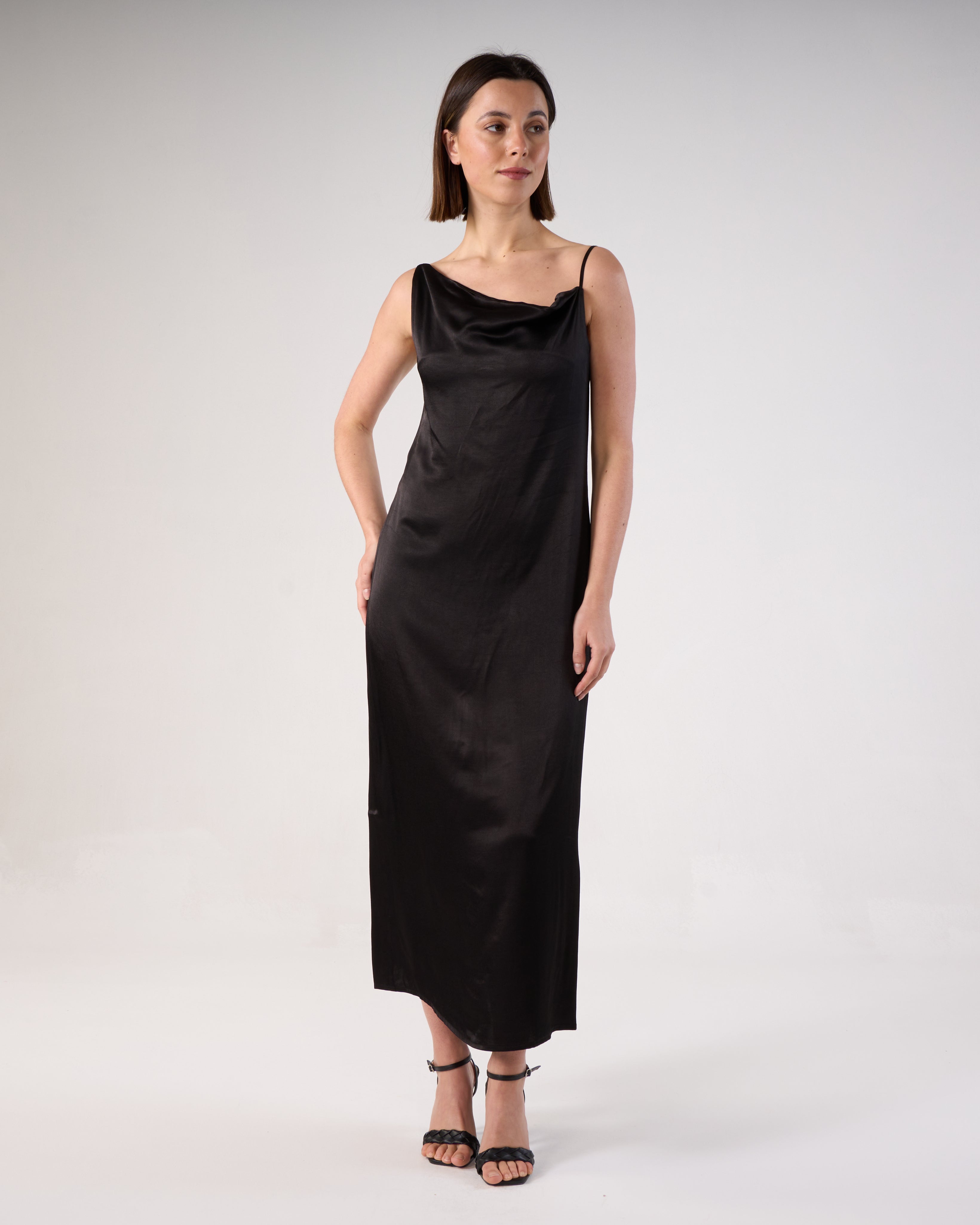 Elvira Silk Dress Embrace Open, Sophisticated Semi-Fitted Style with Bias Cut
