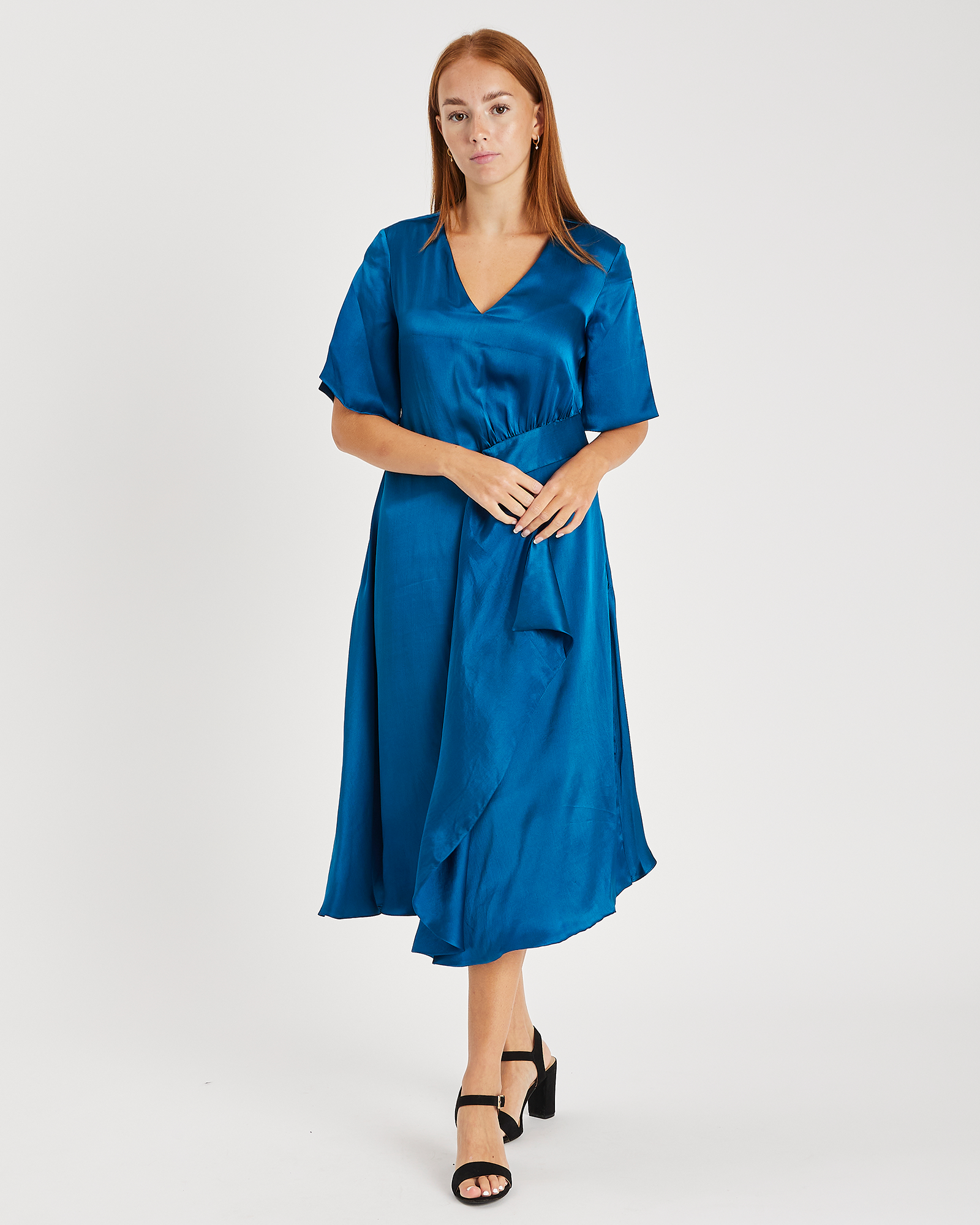 Lila Mae Stylish Knee Length Silk Dress with Flattering A Line Silhouette